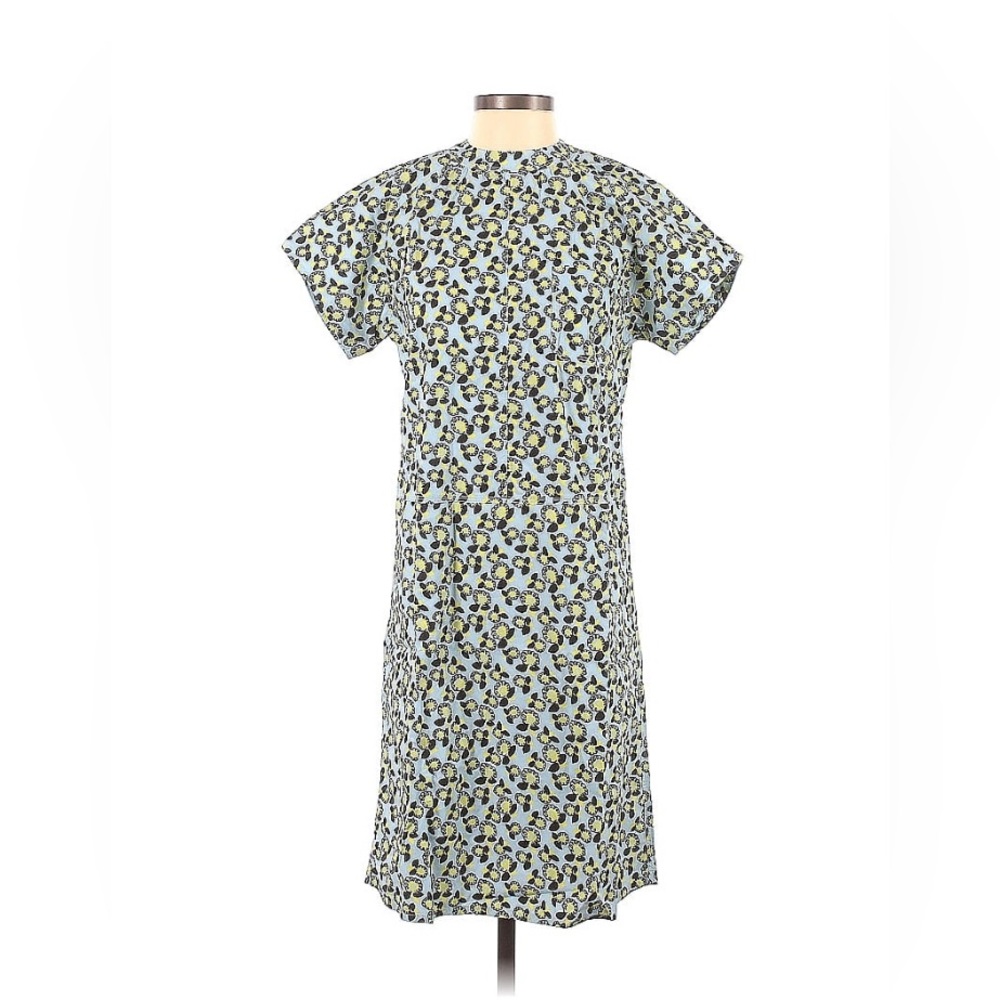 Marni cornflower blue/yellow cotton floral midi dress - Size 40 (IT) - 6/8 US
